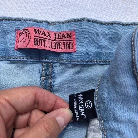 Wax Jean Lt Blue Distressed Rolled Cuffs Jeans 20 - Picture 7 of 8